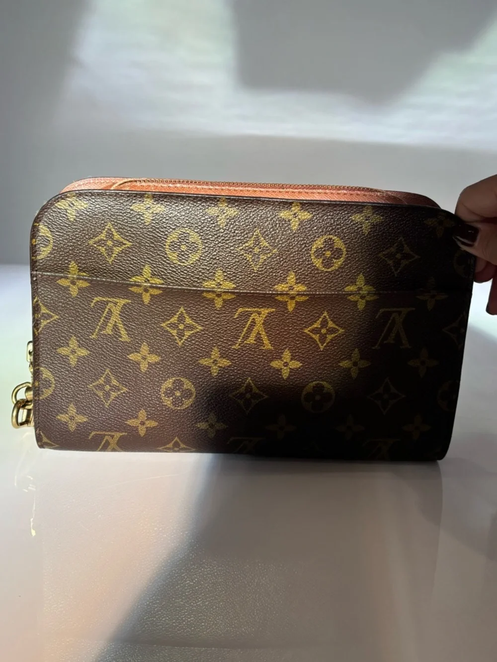 Louis Vuitton Monogram Wristlet Pouch Zip Clutch Cosmetic Bag Authentic - Picture 7 of 11